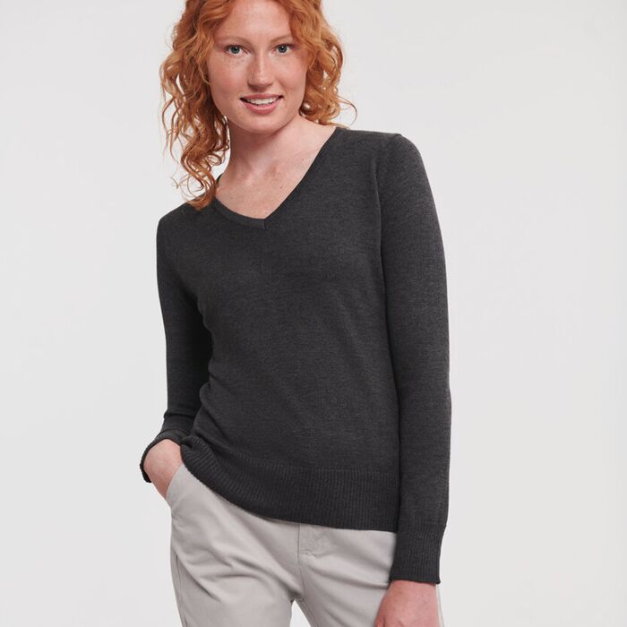 Women's v-neck knitted sweater Thumbnail