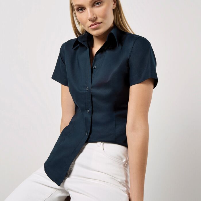Women's workplace Oxford blouse short-sleeved (tailored fit) Thumbnail
